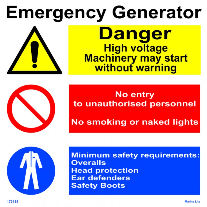 33 31 35 Space Identification Sign : Emergency Generator