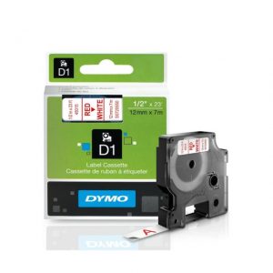 DYMO D1 Label Cassettes 12mm Red/White